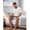 image:imageEkouaer Mens Pajamas Set Silk Satin Pjs Sets Summer Short Sleeve Button Down Sleepwear 2 Piece Loungewear with PocketsWhite