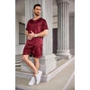 image:imageEkouaer Mens Pajamas Set Silk Satin Pjs Sets Summer Short Sleeve Button Down Sleepwear 2 Piece Loungewear with PocketsWine Red