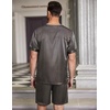 image:imageEkouaer Mens Pajamas Set Silk Satin Pjs Sets Summer Short Sleeve Button Down Sleepwear 2 Piece Loungewear with PocketsYellow Geometric