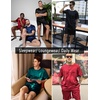 image:imageEkouaer Mens Pajamas Set Silk Satin Pjs Sets Summer Short Sleeve Button Down Sleepwear 2 Piece Loungewear with PocketsYellow Geometric