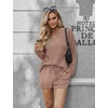 image:imageEkouaer Pajama Set for Women Waffle Knit Lounge Sets Long Sleeve Top and Shorts Sleepwear Matching Loungewear SXXLBeige