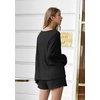 image:imageEkouaer Pajama Set for Women Waffle Knit Lounge Sets Long Sleeve Top and Shorts Sleepwear Matching Loungewear SXXLBlack