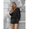 image:imageEkouaer Pajama Set for Women Waffle Knit Lounge Sets Long Sleeve Top and Shorts Sleepwear Matching Loungewear SXXLBlack
