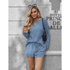 image:imageEkouaer Pajama Set for Women Waffle Knit Lounge Sets Long Sleeve Top and Shorts Sleepwear Matching Loungewear SXXLBlue