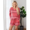 image:imageEkouaer Pajama Set for Women Waffle Knit Lounge Sets Long Sleeve Top and Shorts Sleepwear Matching Loungewear SXXLChristmas Red