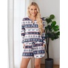 image:imageEkouaer Pajama Set for Women Waffle Knit Lounge Sets Long Sleeve Top and Shorts Sleepwear Matching Loungewear SXXLChristmas White