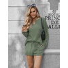 image:imageEkouaer Pajama Set for Women Waffle Knit Lounge Sets Long Sleeve Top and Shorts Sleepwear Matching Loungewear SXXLDark Green