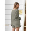 image:imageEkouaer Pajama Set for Women Waffle Knit Lounge Sets Long Sleeve Top and Shorts Sleepwear Matching Loungewear SXXLOlive Green