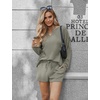 image:imageEkouaer Pajama Set for Women Waffle Knit Lounge Sets Long Sleeve Top and Shorts Sleepwear Matching Loungewear SXXLOlive Green