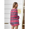 image:imageEkouaer Pajama Set for Women Waffle Knit Lounge Sets Long Sleeve Top and Shorts Sleepwear Matching Loungewear SXXLRed Christmas