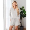 image:imageEkouaer Pajama Set for Women Waffle Knit Lounge Sets Long Sleeve Top and Shorts Sleepwear Matching Loungewear SXXLWhite