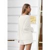 image:imageEkouaer Pajama Set for Women Waffle Knit Lounge Sets Long Sleeve Top and Shorts Sleepwear Matching Loungewear SXXLWhite