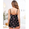 image:imageEkouaer Pajama Sets for Women Lingerie Sleepwear 2 Piece Cami Split Short Set V Neck Lace PjsBlack Bow