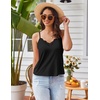 image:imageEkouaer Pajama Sets for Women Lingerie Sleepwear 2 Piece Cami Split Short Set V Neck Lace PjsBlack2