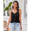 image:imageEkouaer Pajama Sets for Women Lingerie Sleepwear 2 Piece Cami Split Short Set V Neck Lace PjsBlack2