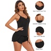 image:imageEkouaer Pajama Sets for Women Lingerie Sleepwear 2 Piece Cami Split Short Set V Neck Lace PjsBlack2