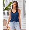 image:imageEkouaer Pajama Sets for Women Lingerie Sleepwear 2 Piece Cami Split Short Set V Neck Lace PjsBlue