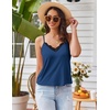 image:imageEkouaer Pajama Sets for Women Lingerie Sleepwear 2 Piece Cami Split Short Set V Neck Lace PjsBlue