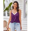 image:imageEkouaer Pajama Sets for Women Lingerie Sleepwear 2 Piece Cami Split Short Set V Neck Lace PjsDeep Purple