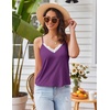 image:imageEkouaer Pajama Sets for Women Lingerie Sleepwear 2 Piece Cami Split Short Set V Neck Lace PjsDeep Purple