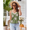 image:imageEkouaer Pajama Sets for Women Lingerie Sleepwear 2 Piece Cami Split Short Set V Neck Lace PjsFloral Green
