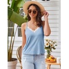 image:imageEkouaer Pajama Sets for Women Lingerie Sleepwear 2 Piece Cami Split Short Set V Neck Lace PjsLight Blue