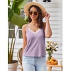 image:imageEkouaer Pajama Sets for Women Lingerie Sleepwear 2 Piece Cami Split Short Set V Neck Lace PjsLight Pruple