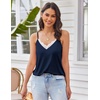 image:imageEkouaer Pajama Sets for Women Lingerie Sleepwear 2 Piece Cami Split Short Set V Neck Lace PjsNavy Blue