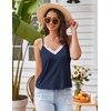 image:imageEkouaer Pajama Sets for Women Lingerie Sleepwear 2 Piece Cami Split Short Set V Neck Lace PjsNavy Blue