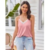 image:imageEkouaer Pajama Sets for Women Lingerie Sleepwear 2 Piece Cami Split Short Set V Neck Lace PjsPink