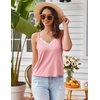 image:imageEkouaer Pajama Sets for Women Lingerie Sleepwear 2 Piece Cami Split Short Set V Neck Lace PjsPink