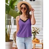 image:imageEkouaer Pajama Sets for Women Lingerie Sleepwear 2 Piece Cami Split Short Set V Neck Lace PjsPurple