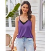 image:imageEkouaer Pajama Sets for Women Lingerie Sleepwear 2 Piece Cami Split Short Set V Neck Lace PjsPurple