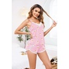 image:imageEkouaer Pajama Sets for Women Lingerie Sleepwear 2 Piece Cami Split Short Set V Neck Lace PjsTeddy Pink