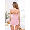 image:imageEkouaer Pajama Sets for Women Lingerie Sleepwear 2 Piece Cami Split Short Set V Neck Lace PjsTeddy Pink