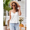 image:imageEkouaer Pajama Sets for Women Lingerie Sleepwear 2 Piece Cami Split Short Set V Neck Lace PjsWhite