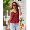image:imageEkouaer Pajama Sets for Women Lingerie Sleepwear 2 Piece Cami Split Short Set V Neck Lace PjsWine Red
