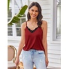 image:imageEkouaer Pajama Sets for Women Lingerie Sleepwear 2 Piece Cami Split Short Set V Neck Lace PjsWine Red