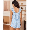 image:imageEkouaer Pajama for Women Set 2 Piece Ruffle Pjs Soft Tank Top and Shorts Sleepwear Set Bridal Pajama Set for WomenBlue Bow Stars