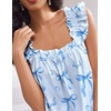 image:imageEkouaer Pajama for Women Set 2 Piece Ruffle Pjs Soft Tank Top and Shorts Sleepwear Set Bridal Pajama Set for WomenBlue Bow Stars