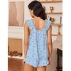 image:imageEkouaer Pajama for Women Set 2 Piece Ruffle Pjs Soft Tank Top and Shorts Sleepwear Set Bridal Pajama Set for WomenBlue Bow Stripes