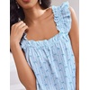 image:imageEkouaer Pajama for Women Set 2 Piece Ruffle Pjs Soft Tank Top and Shorts Sleepwear Set Bridal Pajama Set for WomenBlue Bow Stripes