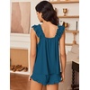 image:imageEkouaer Pajama for Women Set 2 Piece Ruffle Pjs Soft Tank Top and Shorts Sleepwear Set Bridal Pajama Set for WomenBlue Green