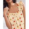 image:imageEkouaer Pajama for Women Set 2 Piece Ruffle Pjs Soft Tank Top and Shorts Sleepwear Set Bridal Pajama Set for WomenBow Strawberries