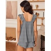 image:imageEkouaer Pajama for Women Set 2 Piece Ruffle Pjs Soft Tank Top and Shorts Sleepwear Set Bridal Pajama Set for WomenGrey
