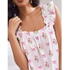 image:imageEkouaer Pajama for Women Set 2 Piece Ruffle Pjs Soft Tank Top and Shorts Sleepwear Set Bridal Pajama Set for WomenHearts and Bouquets