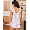 image:imageEkouaer Pajama for Women Set 2 Piece Ruffle Pjs Soft Tank Top and Shorts Sleepwear Set Bridal Pajama Set for WomenHearts and Bouquets