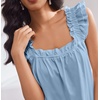 image:imageEkouaer Pajama for Women Set 2 Piece Ruffle Pjs Soft Tank Top and Shorts Sleepwear Set Bridal Pajama Set for WomenLight Blue
