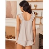 image:imageEkouaer Pajama for Women Set 2 Piece Ruffle Pjs Soft Tank Top and Shorts Sleepwear Set Bridal Pajama Set for WomenLight Coffee