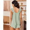 image:imageEkouaer Pajama for Women Set 2 Piece Ruffle Pjs Soft Tank Top and Shorts Sleepwear Set Bridal Pajama Set for WomenLight Green